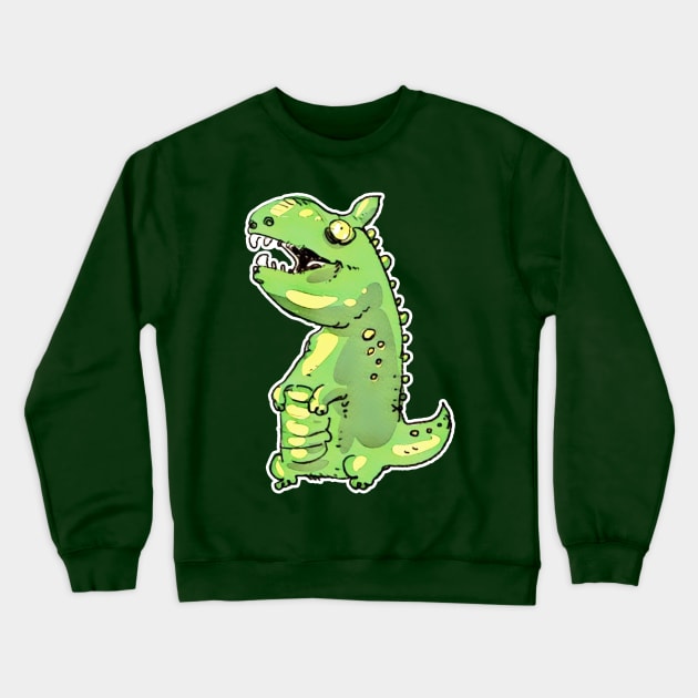 little green dinosaur cartoon Crewneck Sweatshirt by anticute